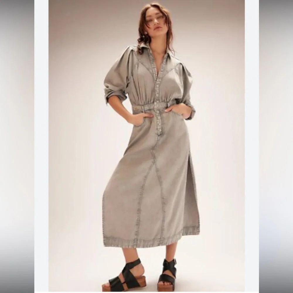 Free People Mad Love‎ Denim Midi Dress